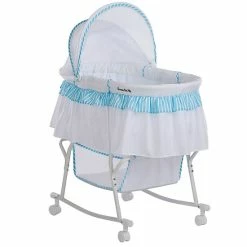 Best deal 😉 Dream On Me Lacy Portable 2-in-1 Bassinet/Cradle In Blue/White 🔥